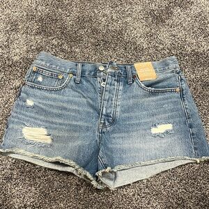 Madewell Relaxed Denim Shorts in Renfield Wash Destructed Edition ND697 NWT